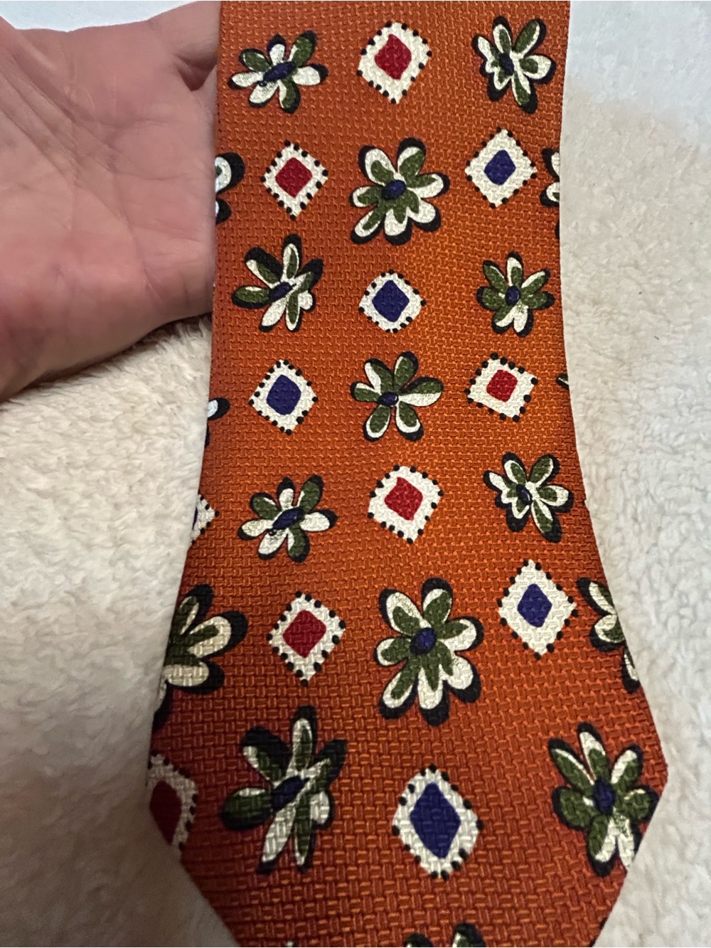 🎁3 for $30 - Orange Floral Pattern Necktie